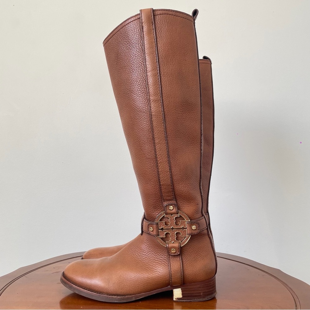 Tory Burch Amanda Black Pebbled Leather Riding boots | US 7 - Picture 3 of 11